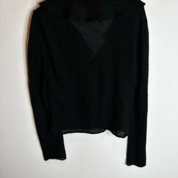 Sarah Pacini L black sweater royal alpaca nylon blend designer ruffled soft - Picture 7 of 11
